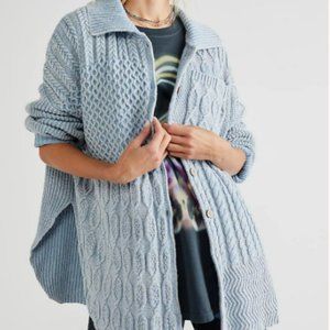 Free People Say Anything Cardi Sweater in Blue